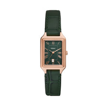 Load image into Gallery viewer, Raquel Three-Hand Date Green Croco LiteHide™ Leather Watch