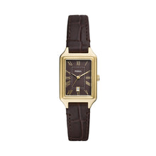 Load image into Gallery viewer, Raquel Three-Hand Date Brown Croco LiteHide™ Leather Watch