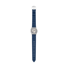Load image into Gallery viewer, Harlow Three-Hand Navy Croco Leather Watch