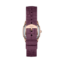 Load image into Gallery viewer, Harlow Three-Hand Burgundy Croco Leather Watch