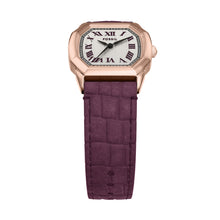 Load image into Gallery viewer, Harlow Three-Hand Burgundy Croco Leather Watch