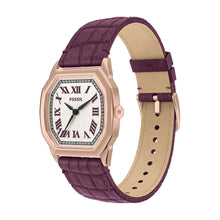 Load image into Gallery viewer, Harlow Three-Hand Burgundy Croco Leather Watch