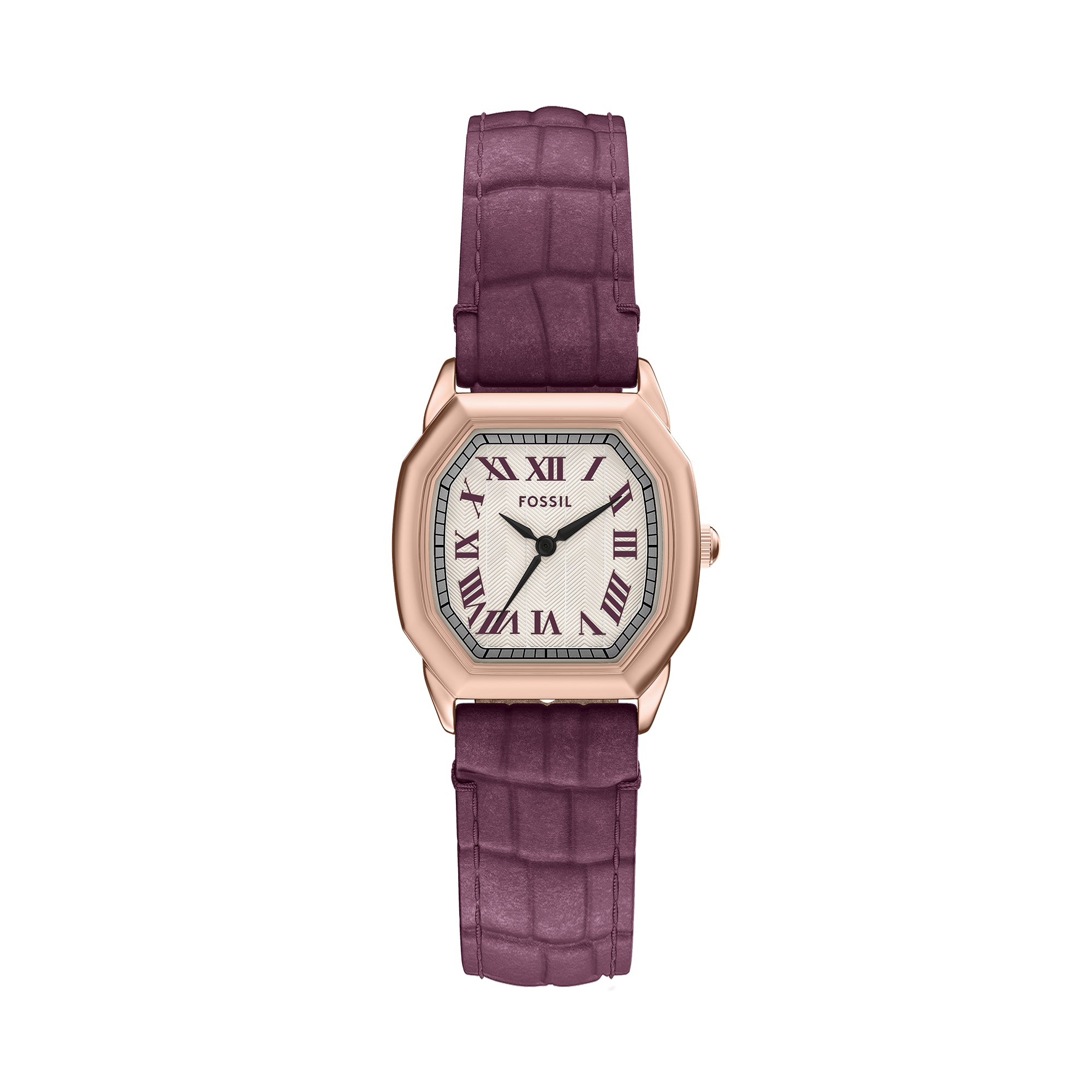 Harlow Three-Hand Burgundy Croco Leather Watch – Fossil Malaysia