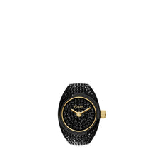 Load image into Gallery viewer, Watch Ring Two-Hand Pavé Black Stainless Steel Watch