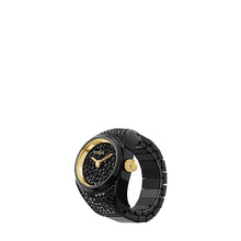 Load image into Gallery viewer, Watch Ring Two-Hand Pavé Black Stainless Steel Watch