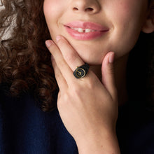 Load image into Gallery viewer, Watch Ring Two-Hand Pavé Black Stainless Steel Watch