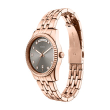Load image into Gallery viewer, Scarlette Three-Hand Day-Date Rose Gold-Tone Stainless Steel Watch