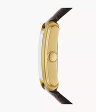 Load image into Gallery viewer, Carraway Three-Hand Brown Croco Leather Watch