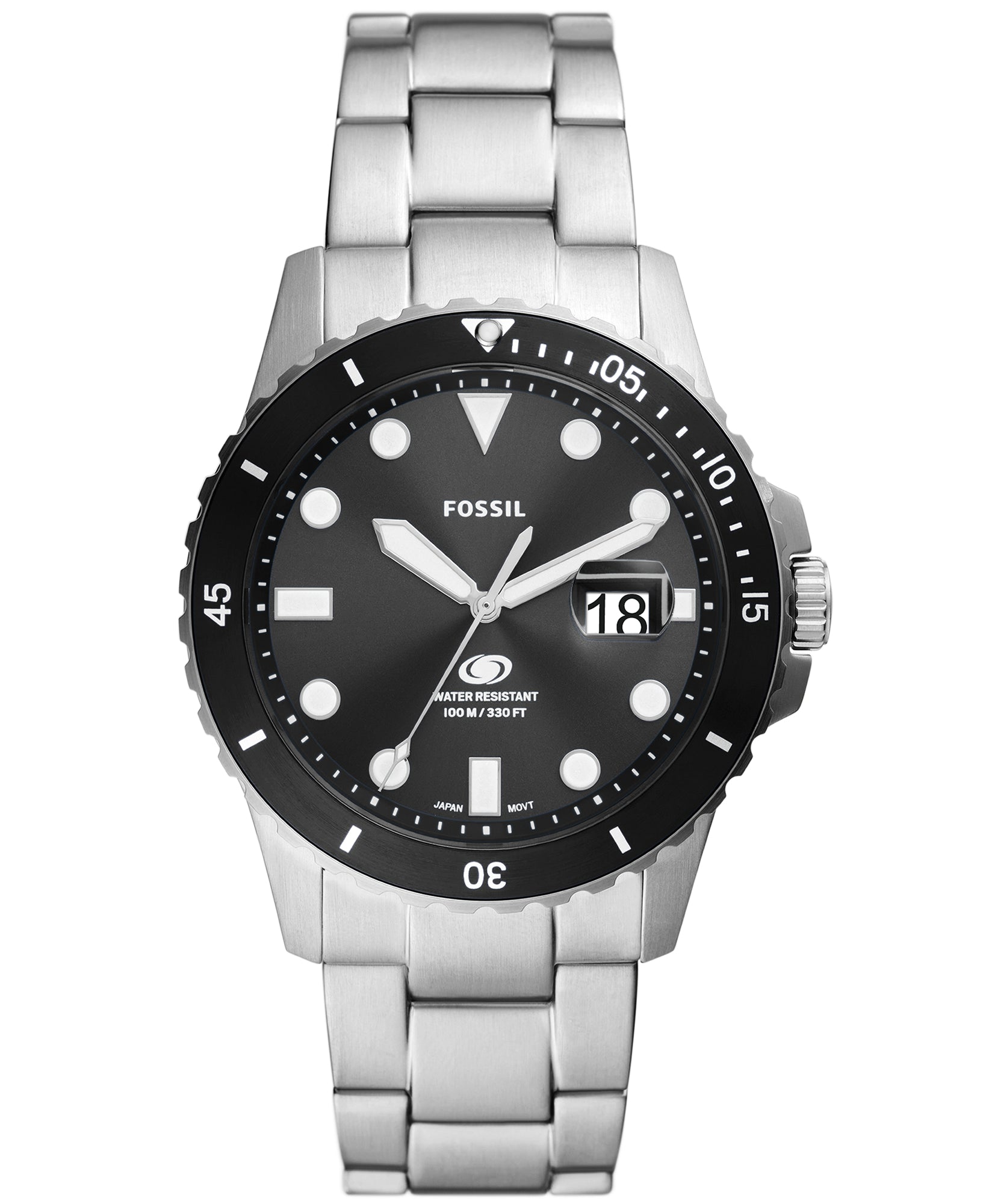 Fossil Blue Dive Three-Hand Date Stainless Steel Watch – Fossil