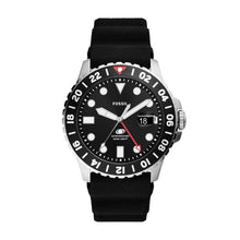 Load image into Gallery viewer, Fossil Blue GMT Black Silicone Watch