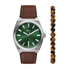 Load image into Gallery viewer, Everett Three-Hand Date Brown Leather Watch and Bracelet Set