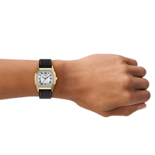 Load image into Gallery viewer, Harlow 33mm Three-Hand Black Leather Watch