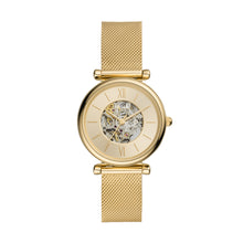 Load image into Gallery viewer, Carlie Automatic Gold-Tone Stainless Steel Mesh Watch