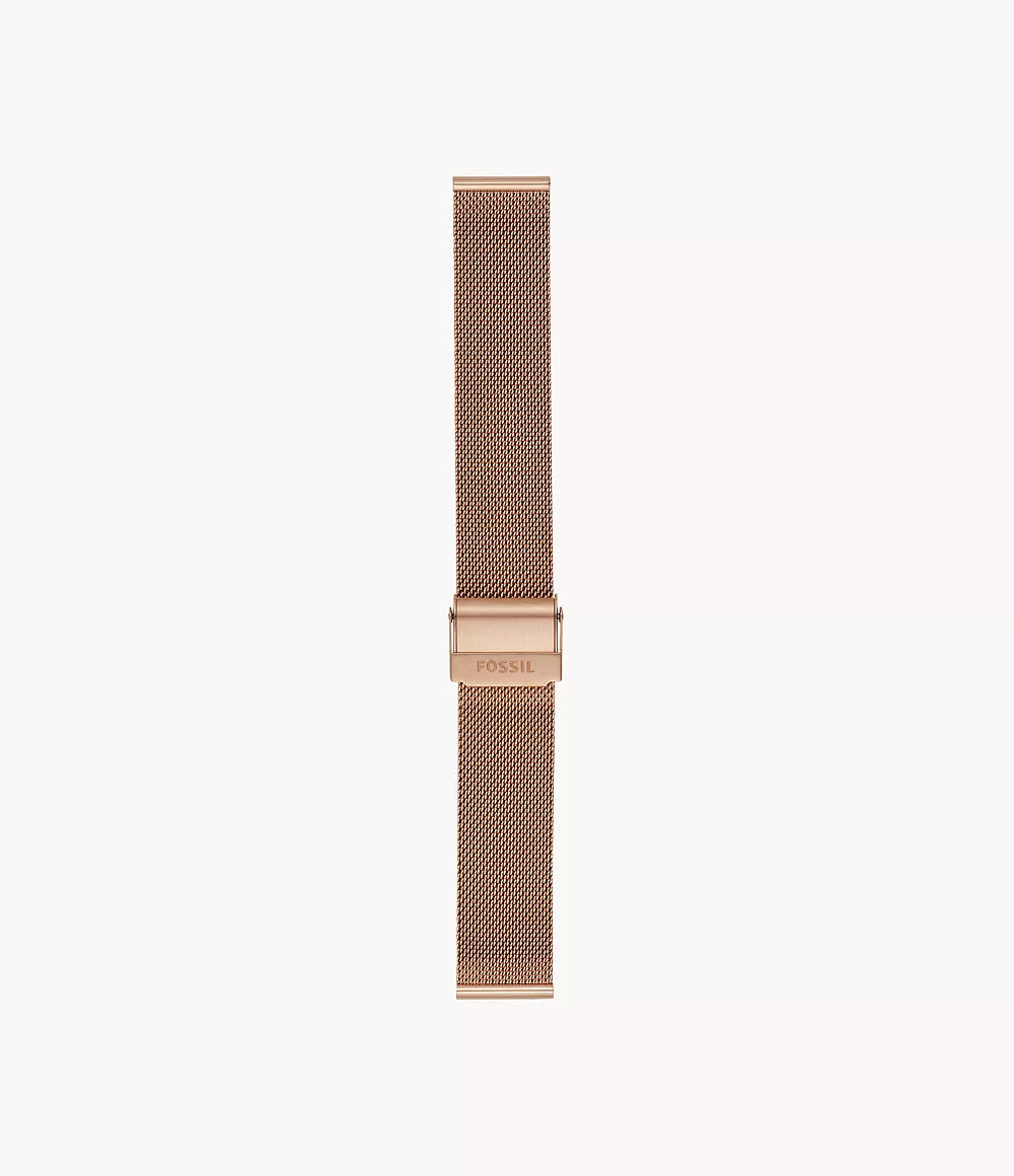 Fossil 18mm Rose Gold-Tone Stainless Steel Mesh Bracelet – Fossil
