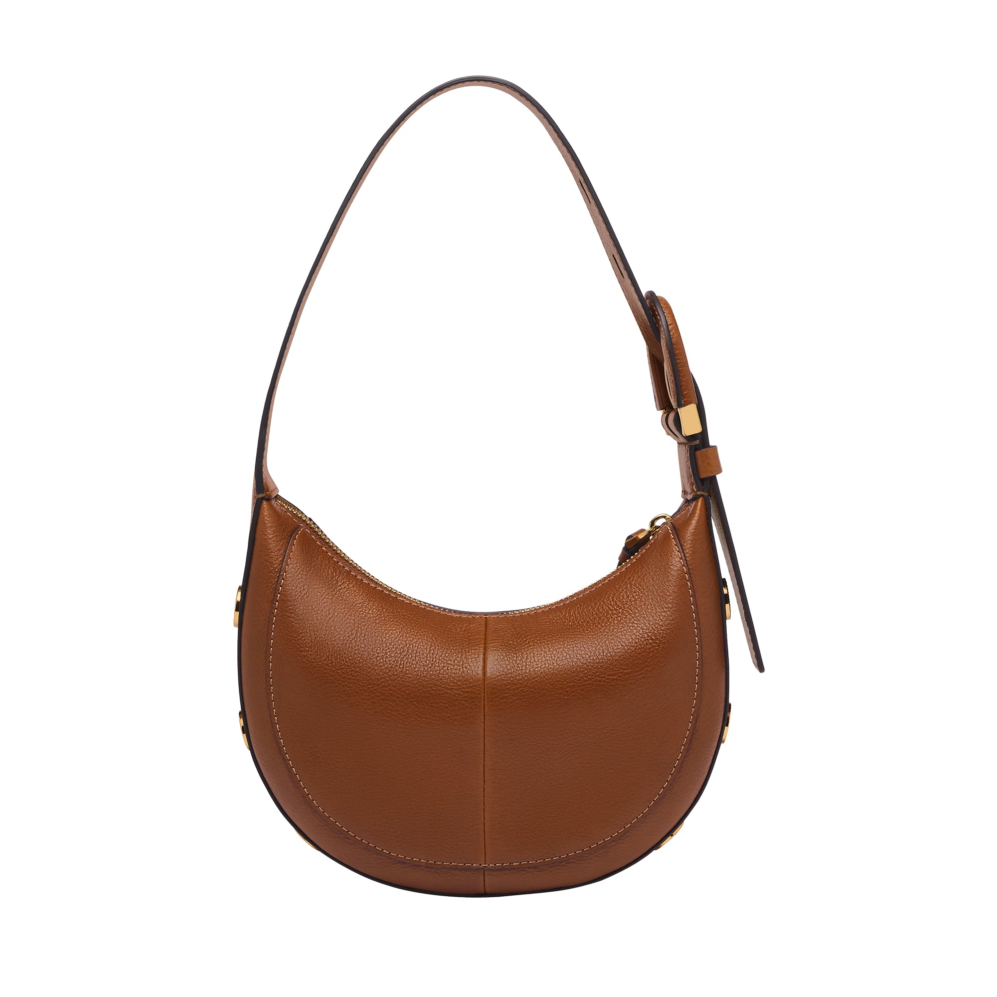 Fossil Harwell Crescent Bag, Borsa A Mezzaluna In Pelle Stampa Leopardo E Nera, Tracolla Regolabile, 22,9 Cm