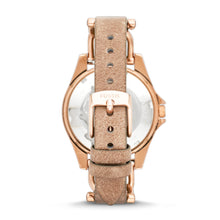 Load image into Gallery viewer, Riley Multifunction Rose-Tone & Sand Leather Watch
