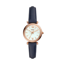 Load image into Gallery viewer, Carlie Mini Three-Hand Navy Leather Watch