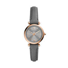 Load image into Gallery viewer, Carlie Mini Three-Hand Gray Leather Watch