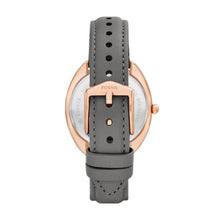 Load image into Gallery viewer, Gabby Three-Hand Date Gray Leather Watch