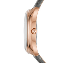 Load image into Gallery viewer, Gabby Three-Hand Date Gray Leather Watch