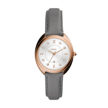 Load image into Gallery viewer, Gabby Three-Hand Date Gray Leather Watch