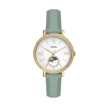 Load image into Gallery viewer, Jacqueline Sun Moon Multifunction Green Eco Leather Watch