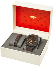 Load image into Gallery viewer, Machine Chronograph Dark Brown Leather Watch and Bracelet Box Set
