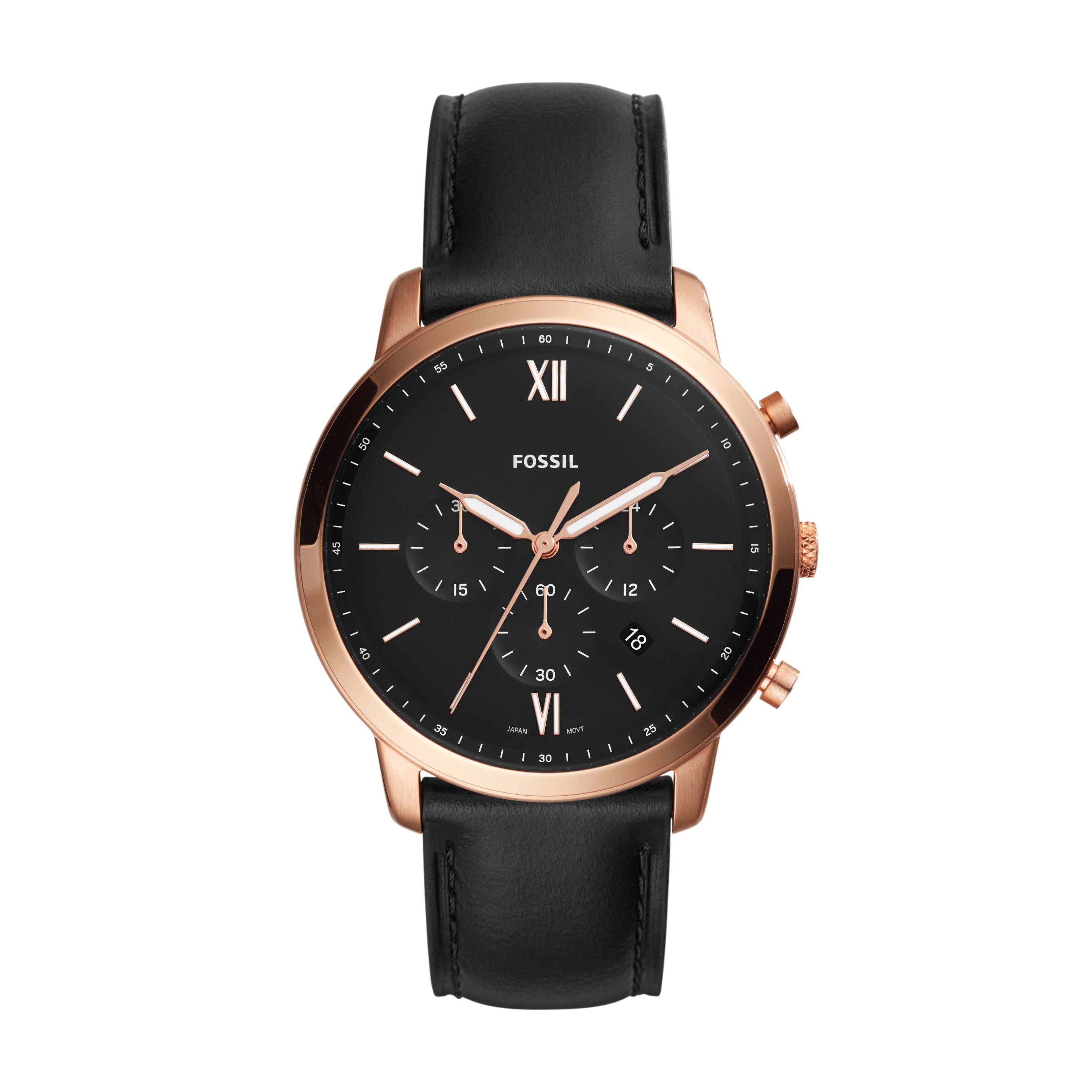 Fossil Neutra Chronograph Black Leather Watch – Fossil Malaysia