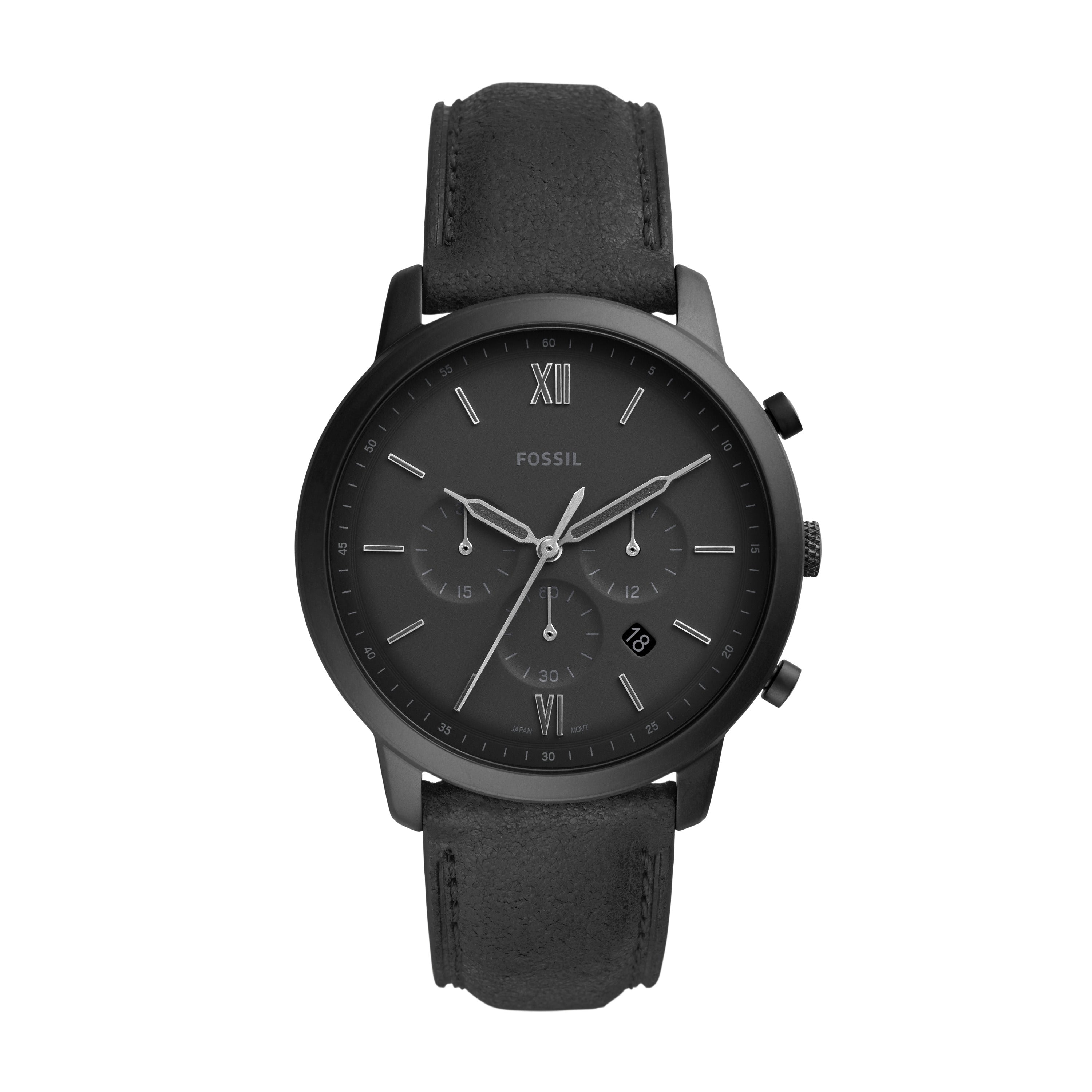Fossil Neutra Chronograph Black Leather Watch – Fossil Malaysia