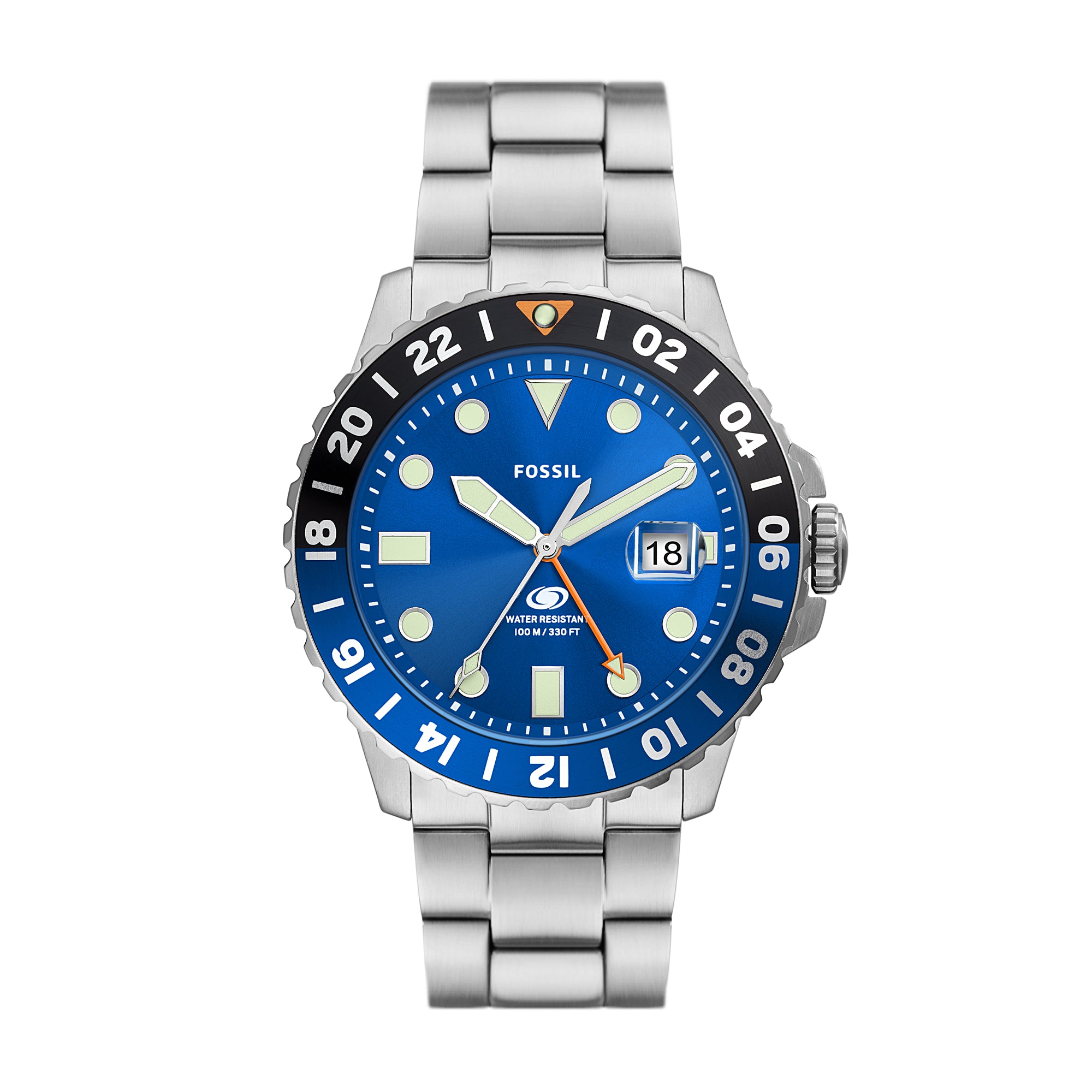 Fossil Blue GMT Stainless Steel Watch - Main Image