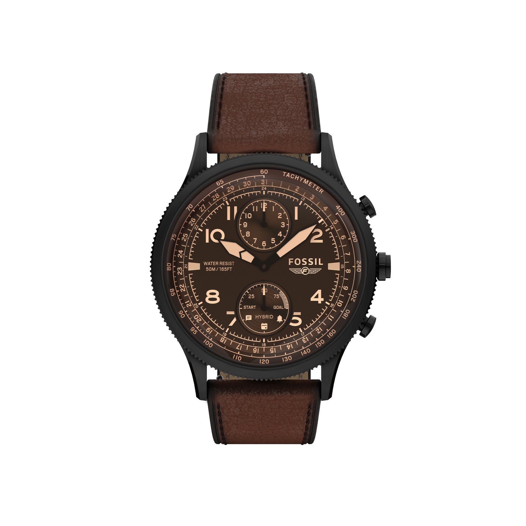 Fossil Hybrid Smartwatch Retro Pilot Dual time Brown Leather Fossil Malaysia