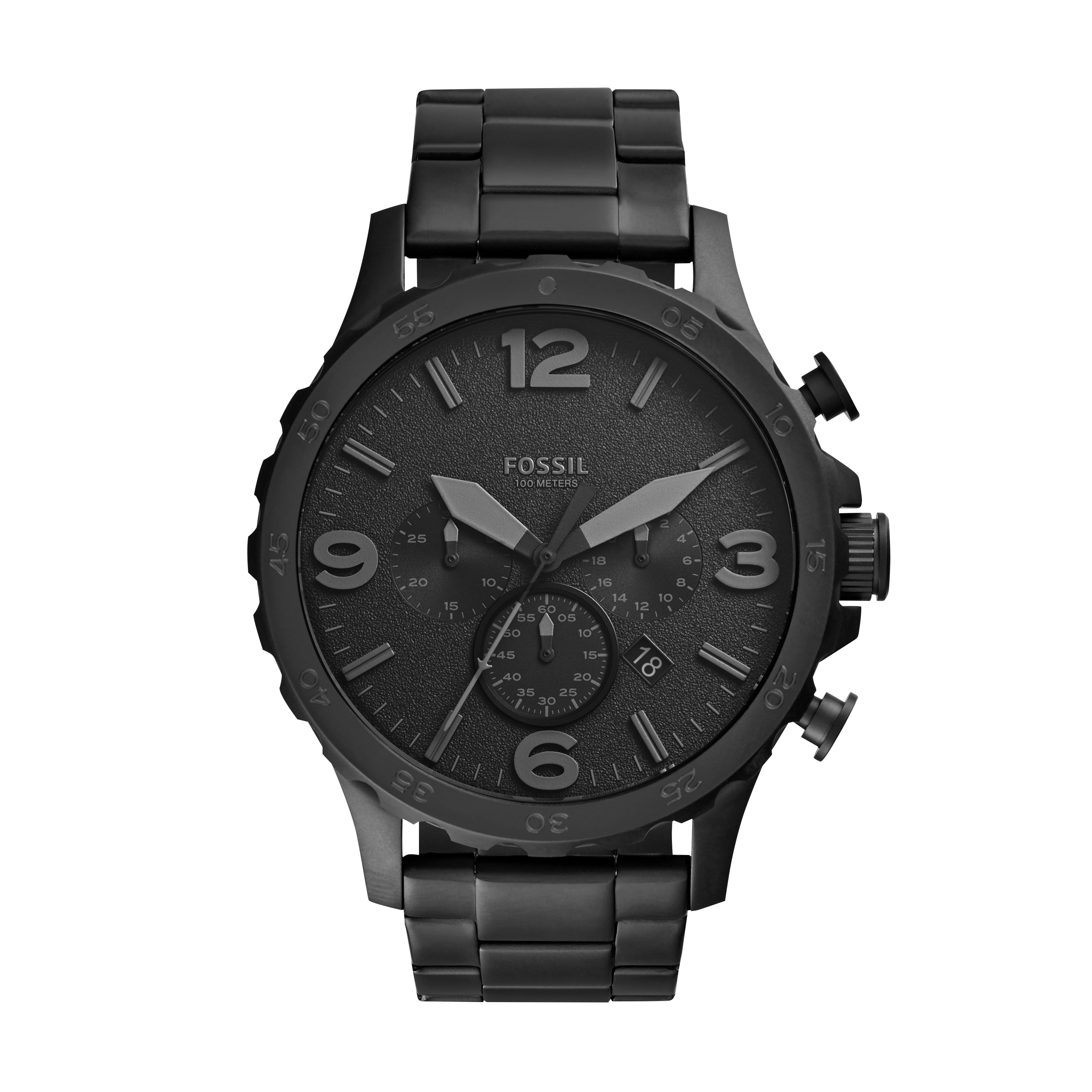 Fossil Nate Chronograph Black Stainless Steel Watch – Fossil Malaysia