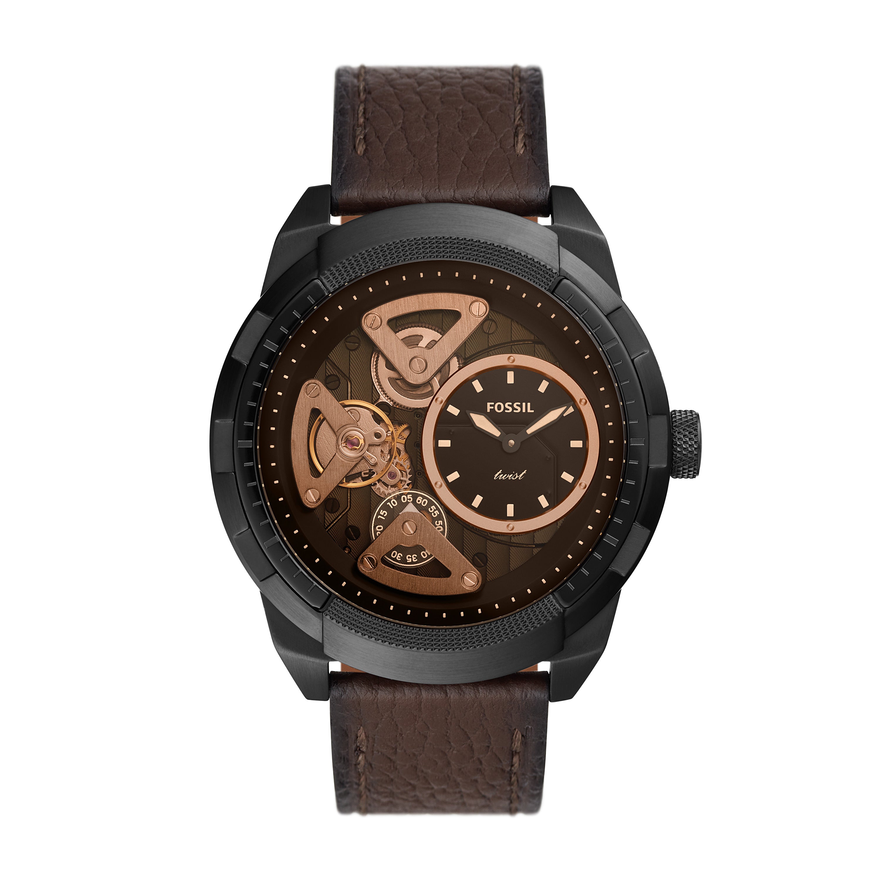 Fossil Bronson Twist Brown Leather Watch Fossil Malaysia