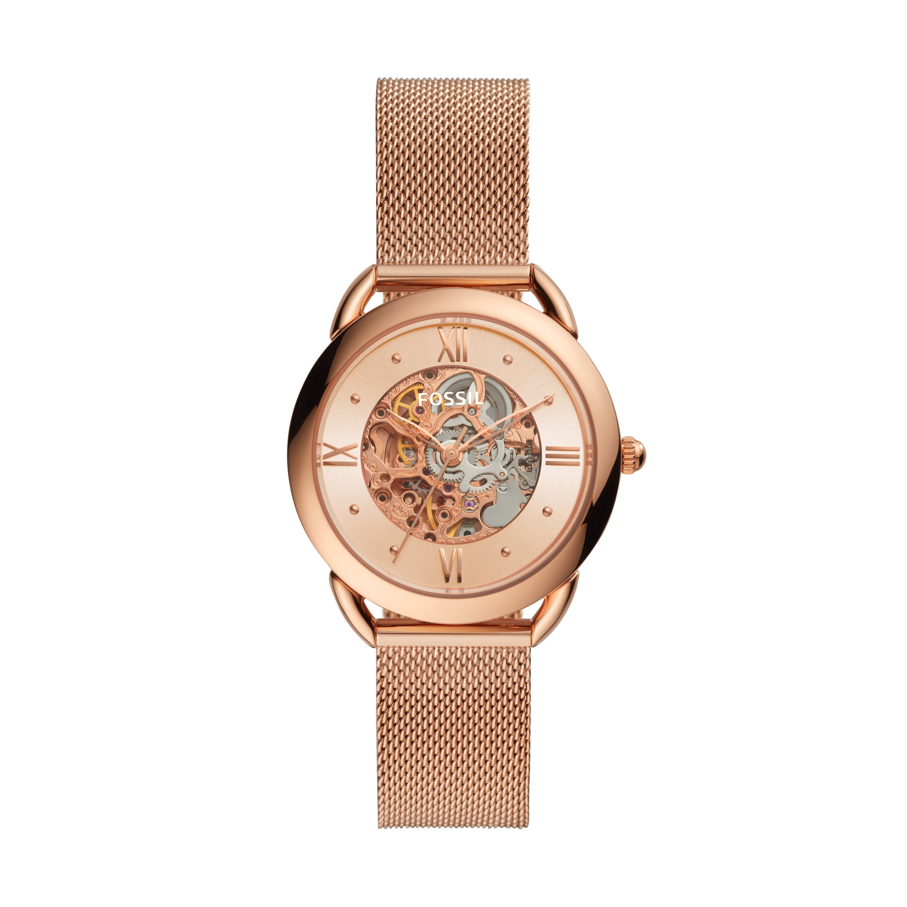 Fossil rose gold mesh watch best sale