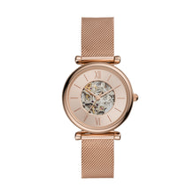 Load image into Gallery viewer, Carlie Automatic Rose Gold-Tone Stainless Steel Mesh Watch
