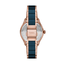 Load image into Gallery viewer, Gilmore Three-Hand Date Rose Gold-Tone and Navy Ceramic Watch

