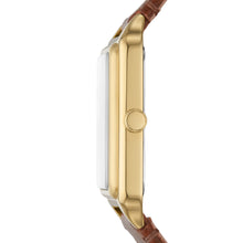 Load image into Gallery viewer, Raquel Three-Hand Date Medium Brown LiteHide™ Leather Watch
