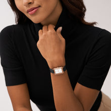 Load image into Gallery viewer, Raquel Three-Hand Date Black LiteHide™ Leather Watch
