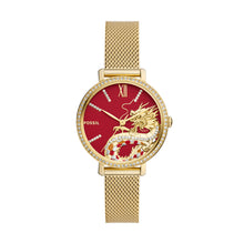 Load image into Gallery viewer, Jacqueline Three-Hand Gold-Tone Stainless Steel Mesh Watch
