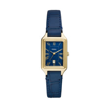 Load image into Gallery viewer, Raquel Three-Hand Date Navy Croco LiteHide™ Leather Watch
