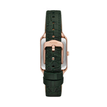 Load image into Gallery viewer, Raquel Three-Hand Date Green Croco LiteHide™ Leather Watch
