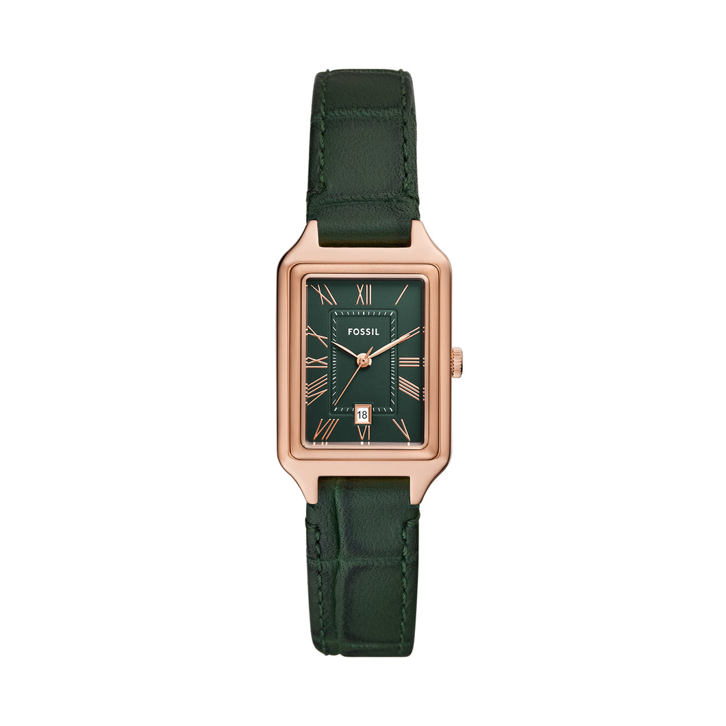 Raquel Three-Hand Date Green Croco LiteHide™ Leather Watch