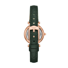 Load image into Gallery viewer, Carlie Three-Hand Green LiteHide™ Leather Watch
