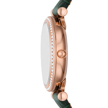 Load image into Gallery viewer, Carlie Three-Hand Green LiteHide™ Leather Watch
