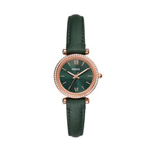 Load image into Gallery viewer, Carlie Three-Hand Green LiteHide™ Leather Watch
