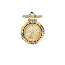 Load image into Gallery viewer, Scarlette Three-Hand Gold-Tone Stainless Steel Watch Brooch
