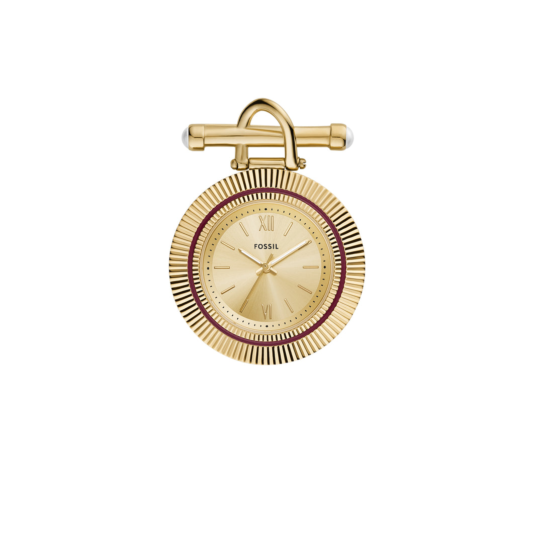 Scarlette Three-Hand Gold-Tone Stainless Steel Watch Brooch