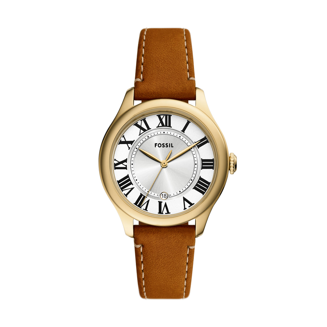 Gilmore Three-Hand Date Medium Brown Leather Watch