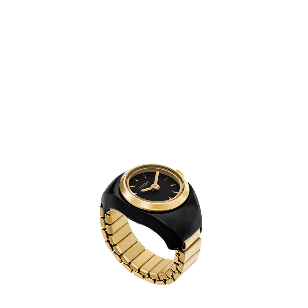 Watch Ring Two-Hand Gold-Tone Stainless Steel