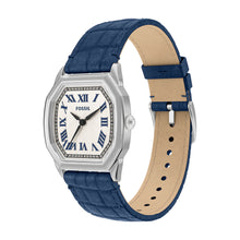 Load image into Gallery viewer, Harlow Three-Hand Navy Croco Leather Watch
